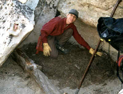 Karen prepares her wilderness bed